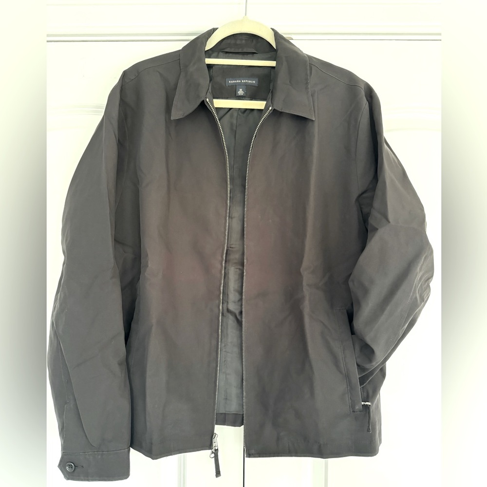 Banana Republic Black Zip Up Jacket EUC Shirt Collar Collared Nylon Windbreaker